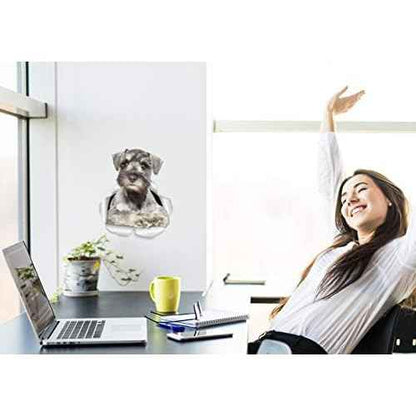 Winston & Bear 3D Curious Schnauzer Wall Decals - Miniature Schnauzer Dog Sticker for Fridge, Door, Car Window and Bumper - Retail Packaged Dog Lover Gift - 2 Pack