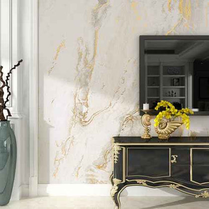 Livelynine Off White Marble Contact Paper for Countertops Desk Waterproof Gold Marble Wallpaper Peel and Stick Countertop Kitchen Vinyl Wrap Marble Counter Top Covers Bathroom Bedroom Walls 15.8x78.8