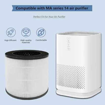 4 Pack 14 Replacement Filter Compatible with MA Series 14/14B/14W Air PuriFier, 3-in-1 Filtration Contains Pre-Filter, True H13 HEPA and Activated Carbon (4 Pack)