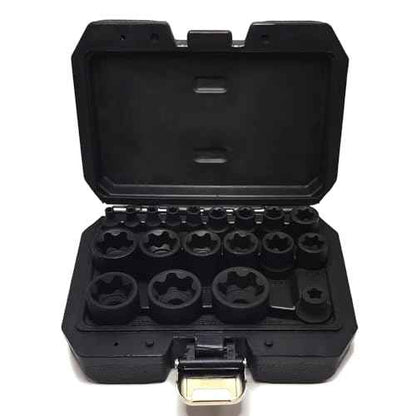 19Pcs External Torx Plus Socket Set 6 Point EP Socket Compatible with Tesla, 1/2¡± 3/8¡± 1/4'' Drive Female External E-Torx Plus Socket, High Deformation Prevention Puller Tool