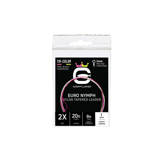 Cortland Euro Nymph Tapered Leader - 1PK Fly Fishing, 4 Color, 4X