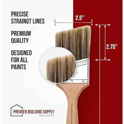 Professional 2 1/2 Inch Angle Sash Short Handle Paint Brush - Fine Line Brush for Precise Edging and Cutting in - Ideal for Home Improvement, Interior & Exterior Painting, Woodwork, and Detail Work