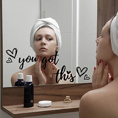 PLIGREAT You Got This Quotes Wall Stickers, Peel and Stick Wall Decals, Removable Vinyl Art Letters Walls Sticker for Bedroom Living Room Home Office Decorations Indoor Window Art Decor