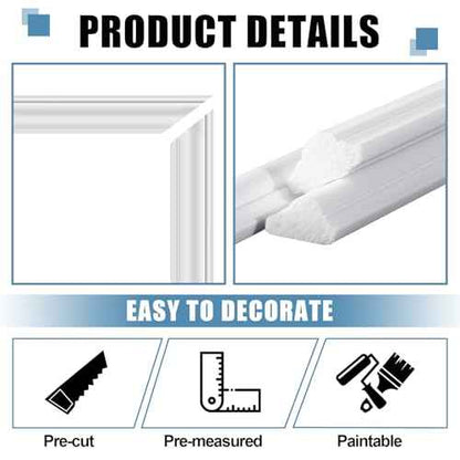 Pangda Peel and Stick Wall Molding Kit, 3D Premade Accent Molding Wainscoting Panel for Interior Wall Moulding Decor, Ready to Assemble Wainscoting Accent Panel(3 Set,24x96 in+48x96 in+ 24x96 in)