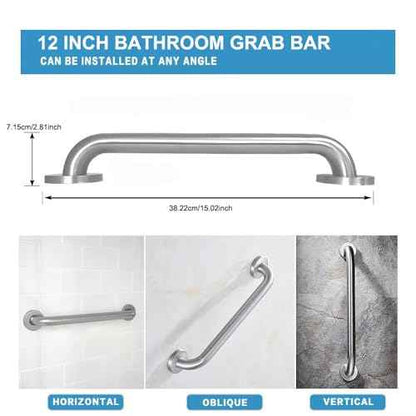 Stainless Steel Bathroom Safety Shower Grab Bar, Anti Slip Bathtubs Grab Bars,Toilet Assist Saft Handle Handrail ADA Compliant 500lbs for Handicap Elderly Senior (Brushed, 12 Inches 2 Pack)