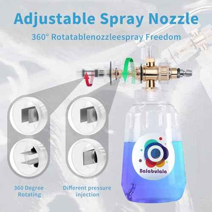 Foam Cannon with Dual Connector, Balabulala Dual Connector Foam Cannon with 5000PSI Pressure Washer Gun,7 Nozzles, 1/4" Quick Connect