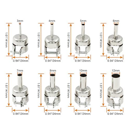 8Pcs Heat Gun Nozzle Tips,Hot Air Nozzle Kits for Hot Air Soldering Station£¨3/4/5/6/7/8/10/12mm