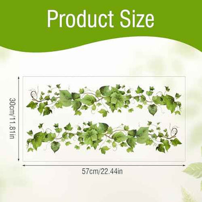 Green Leafy Vine Wall Stickers Decor 4 Pcs Green Natural Plant Wall Decals Peel and Stick Leaf Wall Stickers for Living Room Bedroom Classroom Kitchen Art Decorations
