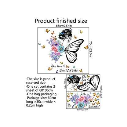 Wall Decals, Butterfly and Girl Pattern, Quote and Saying Stickers