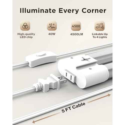 Sunco LED Shop Lights for Workshop 4FT, Linkable Garage Lighting, 4500 LM, 40W (150W Equivalent), 5000K Daylight, Surface + Suspension Mount, 48 Inch Integrated Fixture, White 4 Pack.
