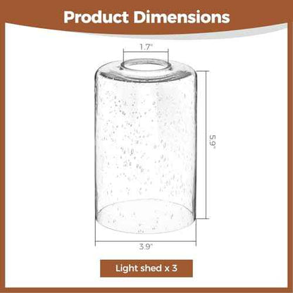 6 Pack Seeded Glass Lamp Shade, Cylinder Bubble Glass Shades Replacement Light Fixture Globe, 6 x 4 Inch Glasss Lampshade Globe Cover with 1-5/8 Fitter for Chandelier Pendant Wall Sconces