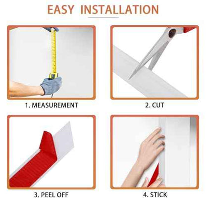Peel and Stick Chair Rail Panel Molding, 240''L x 2.36''W Strong Self Adhesive TPE Wall Moulding Trim for Home DIY Decoration (Paintable White)