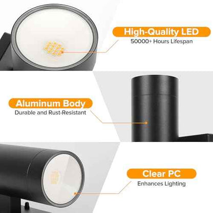 LUTEC Outdoor Wall Light Fixtures, Integrated LED Cylinder Up-Down Sconce, 16W 3000K Waterproof Aluminum Exterior Lighting, Modern Matte Black Wall Sconce Outdoor Lighting for Porch, Entryway, 2 Pack