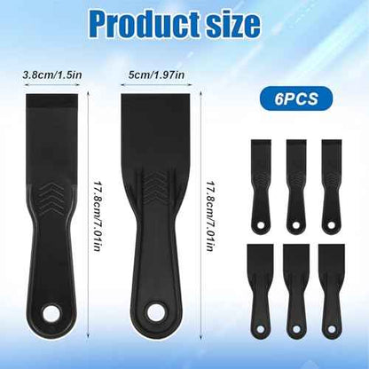 6 PCS Plastic Putty Scraper Black Flexible Putty Knife Scraper Wall Painting Spreader Used for Repairing Walls for Taping Drywall Spreading Repairing Walls Scratching