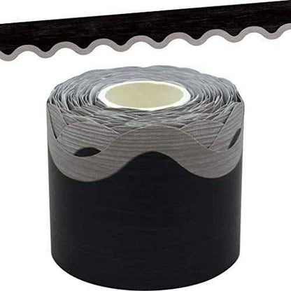 Teacher Created Resources Modern Farmhouse Black with Gray Scalloped Rolled Border Trim ? 50ft - Decorate Bulletin Boards, Walls, Desks, Windows, Doors, Lockers, Schools, Classrooms, Homeschool
