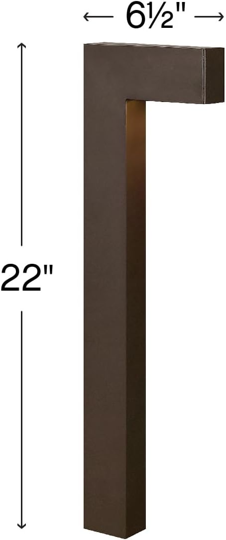 Hinkley Atlantis 1518BZ-LL Large LED Low Voltage Landscape Pathway Light - 12v, Dimmable, Aluminum, Etched Glass Lens, Safe for Wet Conditions, Wiring Kit & Ground Spike Included - Bronze Finish