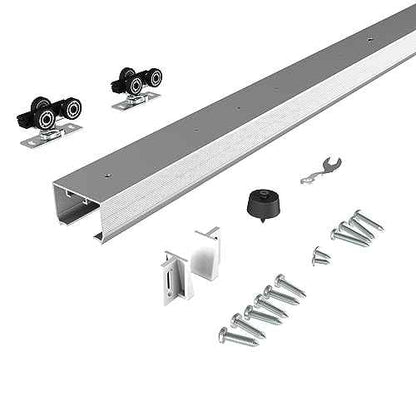 JUBEST 4FT Commercial Grade Pocket Door Hardware and Track Set, Sliding Door Hardware 44.69", Durable and Smoothly, Easy to Install