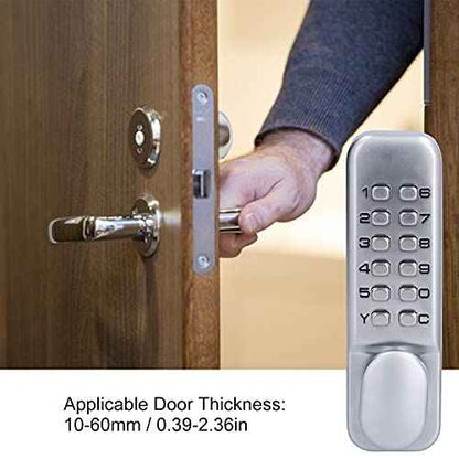 Qivine Mechanical Keyless Door Lock, Push Button Door Lock Keypad 1-11 Digitals Outdoor Gate Locks with Keypad Anti Theft Codes Lock for Bidirectional Gate (Sliver)