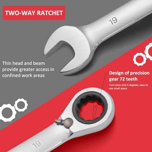 Towallmark Ratcheting Wrench Set 12pcs, Metric Standard Wrench Sets, Combination Ratchet, Metric 8-19mm, 72-Teeth,Cr-V Steel Ratchet Wrenches Set with Pouch for Motorcycle/Car/Mechanical Etc
