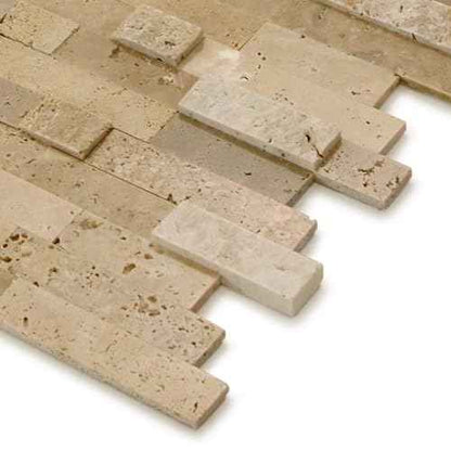 SUNWINGS Peel and Stick Mosaic Natural 3D Stone Self Adhesive Tiles, 12" x 11" 5-Sheet Stick on Backsplash for Kitchen Bathroom Fireplace Vanity, Beige