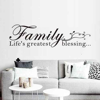 Inspirational Family Wall Stickers for Bedroom: Home Quotes Motivational Vinyl Art Wall Decals for Living Room Kitchen Apartment Bathroom - Family Life's Greatest Blessing 25" X 7"