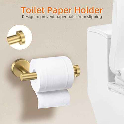 10-Piece Gold Bathroom Hardware Accessories Set-Brushed Gold Towel Bar Set,SUS304 Stainless Steel Towel Rack Set for Bathroom-Wall Mounted,23.6-Inch Towel Holder Set