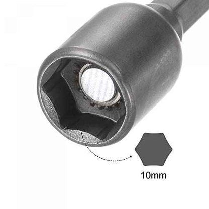 uxcell Quick-Change Nut Driver Bit, 1/4" Hex Shank 10mm Magnetic Nut Setter Drill Bits, 1.89" Length, Metric 5 Pcs