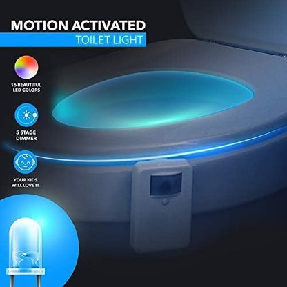 Chunace 3 Pack Toilet Night Lights with Motion Activated Sensor, 16 Colors LED Nightlight Inside Bowl, Cool Stuff for Bathroom Accessories Decor, Unique & Funny Housewarming Gadgets for Men/Kids 2025