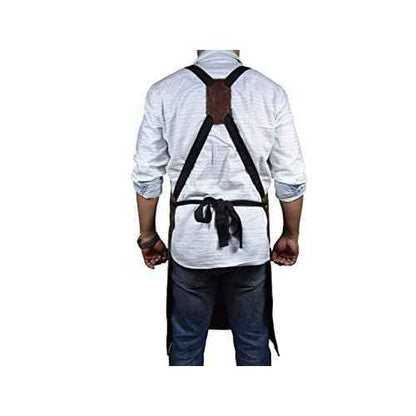 One Size Fits Utility Apron | Adjustable Cross-Back Straps | Multi-Use Shop Apron With Tool Pockets By Aaron Leather Goods (Green, Canvas Leather)