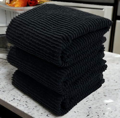 Serafina Home Oversized Solid Color Black Kitchen Dish Towels: 100% Cotton