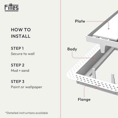 Fittes Flush Wall Vent [Lite+] - 6"x10" - Cotton White - 1 Pack