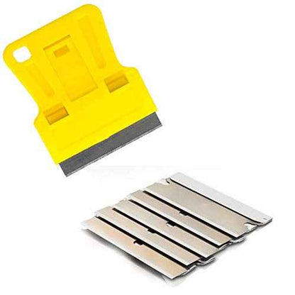 1.5 inch High Visibility Mini Razor Blade Scraper Glass Scraper Paint Window Scraper With 5 Metal Scraper Razor Blades 5 Dual Plastic Double Edge Razor Blades Removing Decal Stickers Old Glue