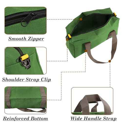 Small Tool Bag, Canvas Wide Mouth Tool Bag, Large Capacity Tool Bags for Men, Portable Home Tool Organizer for Storage Handbag for Screwdrivers, Wrench, Plier, Nails, Pliers Repair Hand Tools -12 Inch