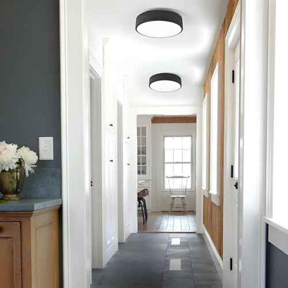 Modern Black Flush Mount Ceiling Light, 2-Lights Round Ceiling Light, Minimalistic Ceiling Lamp Acrylic Shade Lighting Fixture for Bedroom Laundry Room Bathroom Hallway(11.8 Inch)