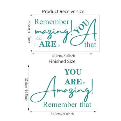 Turquoise Inspirational Wall Decals for Bathroom Teal Motivational Quotes Stickers Removable Wall Murals Peel and Stick Wall Decor for Girls Bedroom Living Room Office Dorm Mirror Kitchen Amazing
