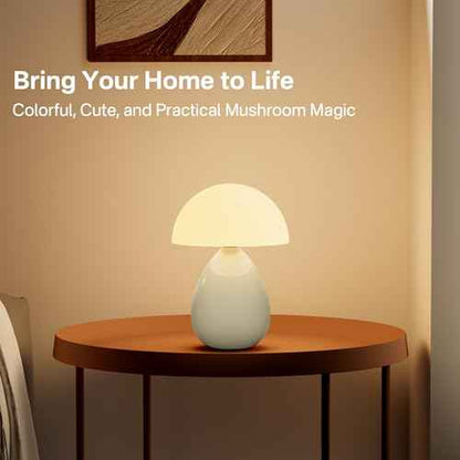 Mushroom Lamp Table Lamp for Bedroom,Desk Lamp Bedside Small Lamps for Living Room Night Stands,Table Lamps Cute Modern Mid Century Lamps,Unique Ice Crackle Ceramic Living Room Decor(Cream)