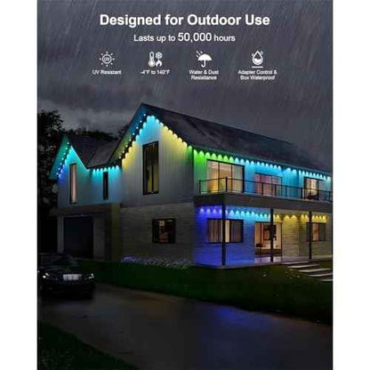 Permanent Outdoor Lights Pro,50ft with 30 LED RGB IC Smart Eave Light for Outdoor Decorations,IP67 Waterproof with Remote/App Control,DIY LED Scenes Modes for House Roof Decor, Black