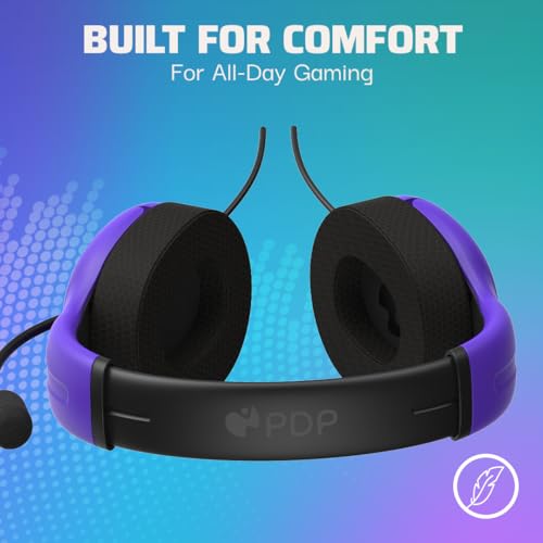 PDP AIRLITE Wired Stereo Gaming Headset, Officially Licensed Sony PlayStation 5, PS5/PS4/PS3/PC, Lightweight Durable Headphones, 3.5mm Audio Jack, Noise-canceling Flip-to-Mute Mic, Ultraviolet Purple