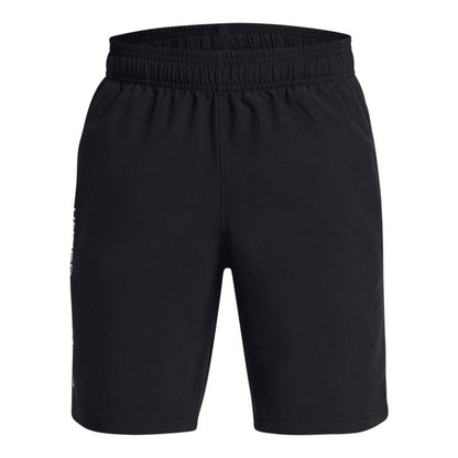 Under Armour Boys Woven Wordmark Shorts, (001) Black / / White, Medium