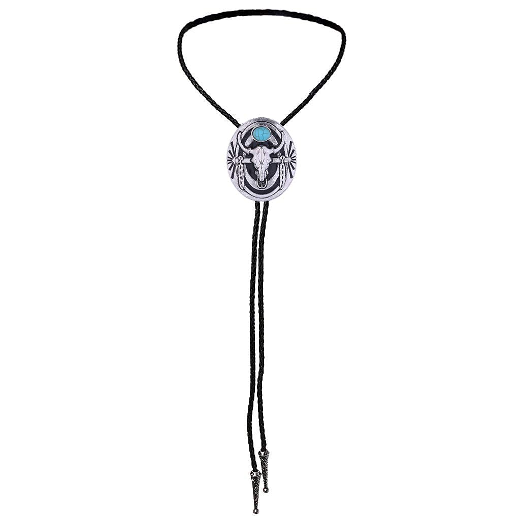 HUABOLA CALYN Turquoise Bolo tie- Handmade Native American Western Cowboy Rodeo Longhorn bull Bolo tie for Men