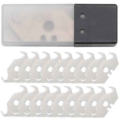 50 Pcs Utility Knife Hook Blades, SK5 Steel Utility Hook Blades Razor Blades Box Cutter Blades with Plastic Case Utility Knife Blades Replacement Blades for Carpet, Roofing, Box Cutter