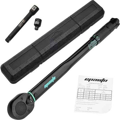 EPAuto 1/2-inch Drive Click Torque Wrench, 10-150 ft/lb, 13.6-203.5 N/m, Black