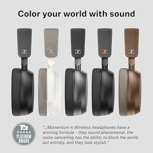 Sennheiser Consumer Audio Momentum 4 Wireless Headphones - Bluetooth Headset for Crystal-Clear Calls with Adaptive Noise Cancellation, 60h Battery Life, Lightweight Folding Design - Black/Copper