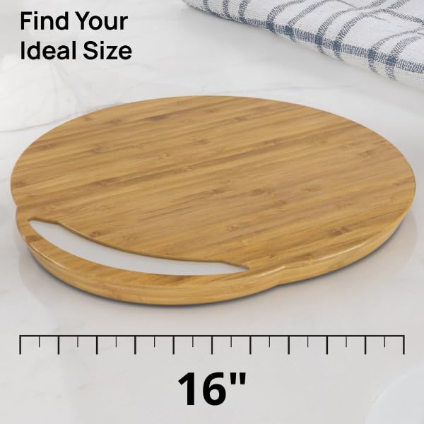 Ibyx Elegant Round Sliding Tray for Your Pressure Cooker, Air Fryer & Heavy Kitchen Appliances - Sturdy, Slides Easily from Under The Cabinet (Natural, 13”)