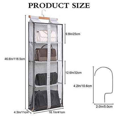 Purse organizer for closet, Easy Access Wardrobe Tote Bag Purse Storage Holder Over The Door Space Saving Shelf Pocket for Bedrooms Living Room
