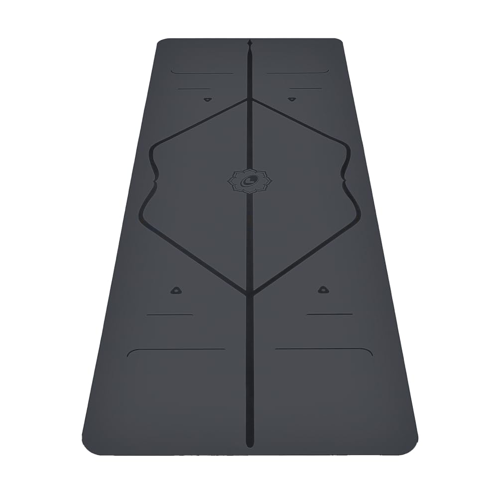 Liforme Original Yoga Mat – Free Yoga Bag Included - Patented Alignment System, Warrior-like Grip, Non-slip, Eco-friendly, sweat-resistant, 4.2mm thick mat for comfort - Grey