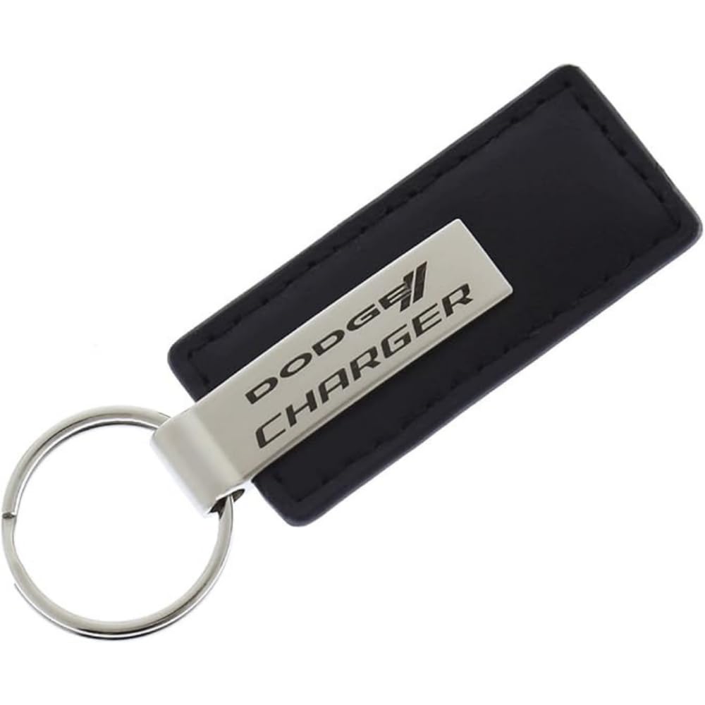 AU-TOMOTIVE GOLD, INC. Officially Licensed Black Leather Key Fob for Dodge Charger