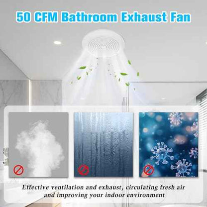 V2262-50 7 Inch Bathroom Exhaust Fan, 1.0 Sones, 50 CFM Ceiling Exhaust Fan, for 8" Opening, Quiet Effective Ventilation for Bathroom, Laundry Room, Kitchen, Mobile Home