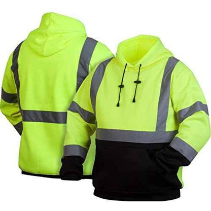Pyramex Safety Pullover Sweatshirt With Black Bottom Hi Vis Lime,Extra Large