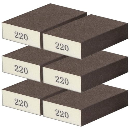6Pcs Sanding Sponge 220 Grit Sanding Block Washable and Reusable for Wood, Metal, Wall Polish